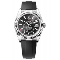 Replica Rolex Sky-Dweller White Gold Black Dial Oysterflex Men‘s Watch M336239-0002