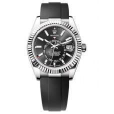 Replica Rolex Sky-Dweller White Gold Black Dial Oysterflex Men‘s Watch M336239-0002