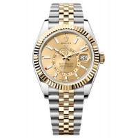 Replica Rolex Sky-Dweller Yellow Rolesor Champagne Dial Jubilee Men‘s Watch M336933-0002