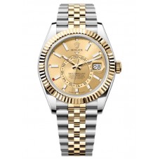 Replica Rolex Sky-Dweller Yellow Rolesor Champagne Dial Jubilee Men‘s Watch M336933-0002