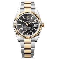 Replica Rolex Sky-Dweller Yellow Rolesor Black Dial Oyster Men‘s Watch M336933-0003