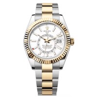 Replica Rolex Sky-Dweller Yellow Rolesor White Dial Oyster Men‘s Watch M336933-0005