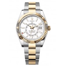 Replica Rolex Sky-Dweller Yellow Rolesor White Dial Oyster Men‘s Watch M336933-0005