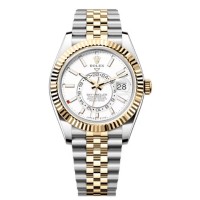 Replica Rolex Sky-Dweller Yellow Rolesor White Dial Jubilee Men‘s Watch M336933-0006