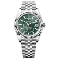 Replica Rolex Sky-Dweller White Rolesor Mint Green Dial Jubilee Men‘s Watch M336934-0002