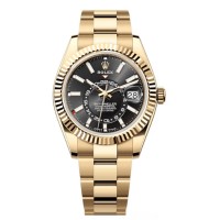 Replica Rolex Sky-Dweller Yellow Gold Black Dial Oyster Men‘s Watch M336938-0002