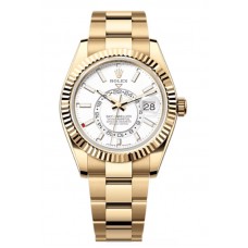 Replica Rolex Sky-Dweller Yellow Gold White Dial Oyster Men‘s Watch M336938-0003