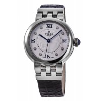 Replica Tudor Clair De Rose White Dial Black Leather Women‘s Watch M35800-0006