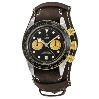 Replica Tudor Black Bay S&amp;G Black Chronograph Dial Brown Men‘s Watch M79363N-0002