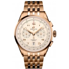 Replica Breitling Premier B01 Chronograph 42 Cream Dial 18k Rose Gold Men‘s Watch RB0145371G1R1