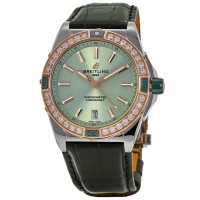 Replica Breitling Super Chronomat Automatic Green Dial Diamond Steel and 18kt Rose Gold Women‘s Watch U17356531L1P1