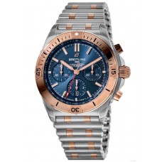 Replica Breitling Chronomat B01 42 Blue Chronograph Dial Rose Gold and Steel Men‘s Watch UB0134101C1U1