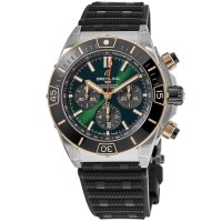 Replica Breitling Super Chronomat B01 44 Rose Gold &Steel Green Dial Rubber Strap Men‘s Watch UB0136251L1S1