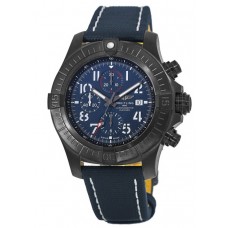 Replica Breitling Super Avenger Chronograph 48 Night Mission Blue Dial Leather Men‘s Watch V13375101C1X2