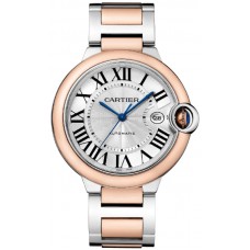 Replica Cartier Ballon Bleu de Cartier Silver Dial 18kt Rose Gold &Steel Unisex Watch W2BB0034