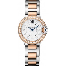 Replica Cartier Ballon Bleu de Cartier Silver Dial Diamond and Rose Gold Women‘s Watch W3BB0025