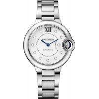 Replica Cartier Ballon Bleu 33mm Silver Diamond Dial Steel Women‘s Watch W4BB0021