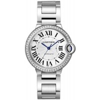 Replica Cartier Ballon Bleu 36mm Silver Dial Diamond Steel Women‘s Watch W4BB0024