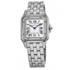 Replica Cartier Panthere de Cartier Medium Diamond Steel Women‘s Watch W4PN0008