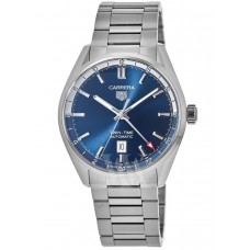 Replica Tag Heuer Carrera Calibre 7 Twin Time Blue Dial Steel Men‘s Watch WBN201A.BA0640