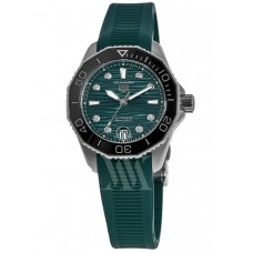 Replica Tag Heuer Aquaracer Professional 300 Date Green Diamond Dial Rubber Strap Women‘s Watch WBP231G.FT6226