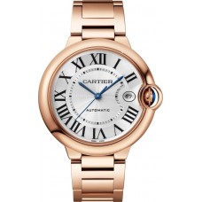 Replica Cartier Ballon Bleu de Cartier Silver Dial 18K Rose Gold Men‘s Watch WGBB0039