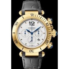 Replica Cartier Pasha De Cartier Silver Chronograph Dial 18K Yellow Gold Men‘s Watch WGPA0017