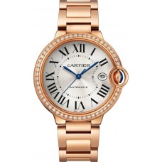 Replica Cartier Ballon Bleu de Cartier Silver Dial Diamond 18kt Rose Gold Women‘s Watch WJBB0057