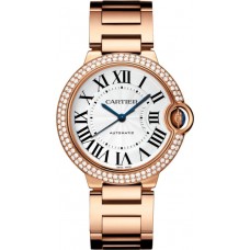 Replica Cartier Ballon Bleu de Cartier Silver Dial Diamond 18kt Rose Gold Women‘s Watch WJBB0067