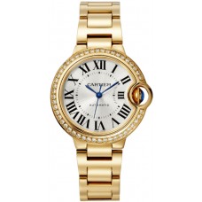 Replica Cartier Ballon Bleu de Cartier Silver Dial Diamond 18kt Yellow Gold Women‘s Watch WJBB0069