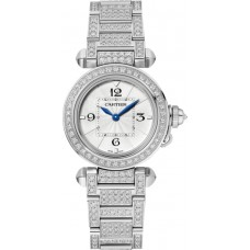 Replica Cartier Pasha De Cartier Opaline Dial White Gold Daimond Women‘s Watch WJPA0019