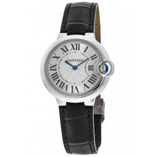 Replica Cartier Ballon Bleu 33mm Black Leather Women‘s Watch WSBB0034