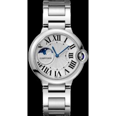 Replica Cartier Ballon Bleu Moonphase 37mm Silver Dial Steel Unisex Watch WSBB0050