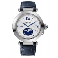 Replica Cartier Pasha 41mm Silver Dial Blue and Grey Interchangeable Leather Straps Men‘s Watch WSPA0030