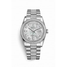 Rolex Day-Date 36 Platinum White mother-of-pearl diamonds m118346-0073