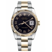 Rolex Datejust 36mm Steel and Gold Black Sunbeam Dial 116233 BKSBRO Replica