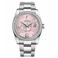 Rolex Datejust 36mm 116244 Steel Pink floral dial Replica