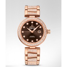 Omega DeVille Ladymatic Brown Dial Rose Gold Diamond Replica Watch 425.65.34.20.63.003