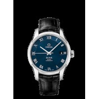 Omega De Ville Blue Dial Black Leather Mens Replica Watch 431.13.41.21.03.001