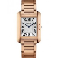 Cartier Tank Anglaise Silvered Flinque Dial Ladies Watch 