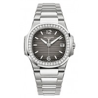 Patek Philippe Nautilus Smoke Grey Dial 18 Carat White Gold Set With Diamonds Ladies 7010/1G-012